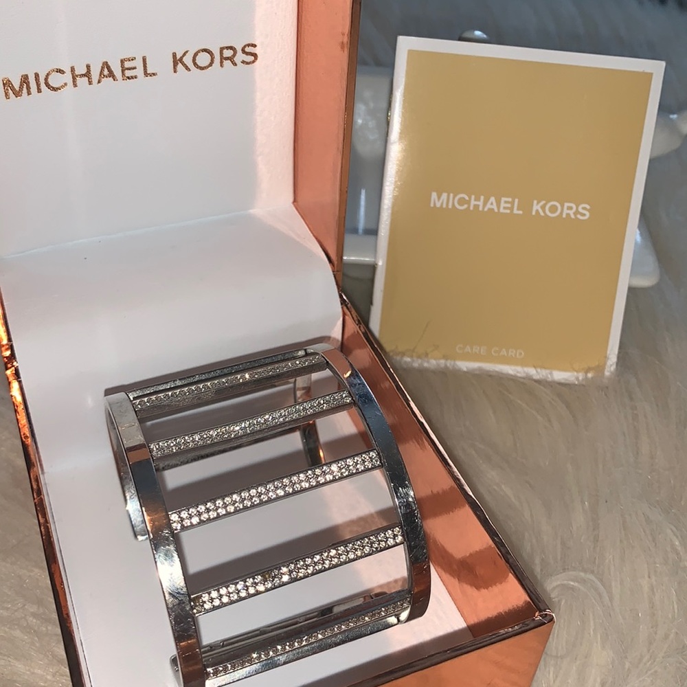 Michael Kors Crystal Rhinestone  Pave Silver Cuff